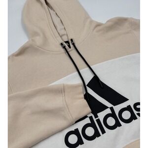 Adidas Men's L White Logo‎ Colorblock Cotton Hoodie Sweatshirt